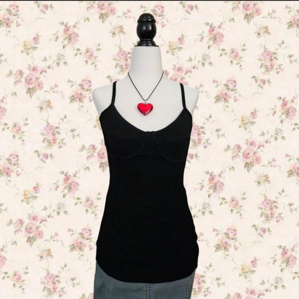 KIZMET Y2K Black Bustier Tank Top